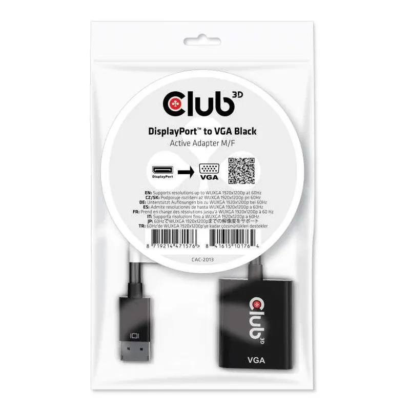 I-o adapter dp to vga-m-f cac-2013 club3d