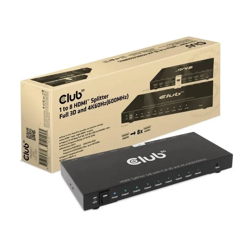 I-o video splitter hdmi 8port-3d 4k 60hz csv-1383 club3d