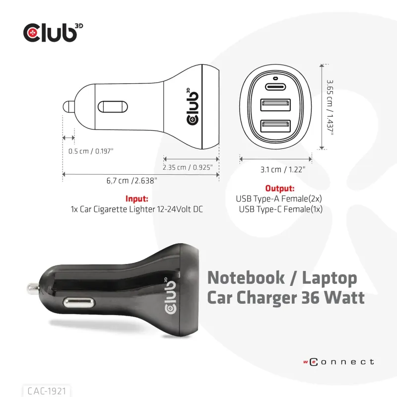 Nb charger car-36w cac-1921 club3d