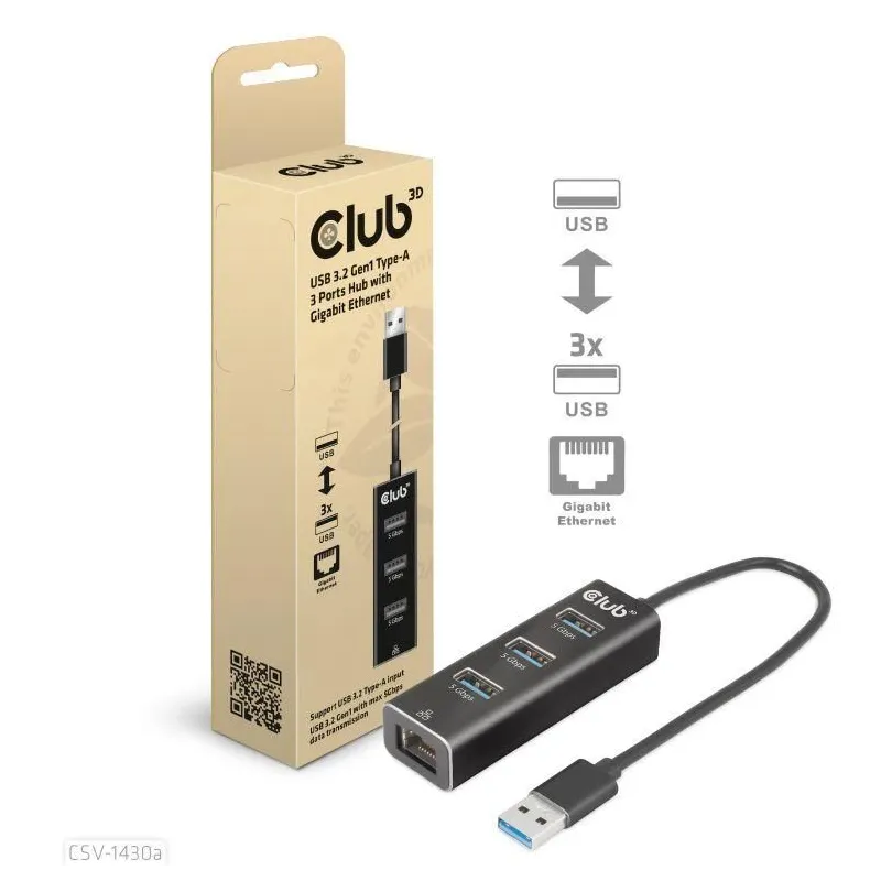 I-o hub usb3.2 3port-csv-1430a club3d