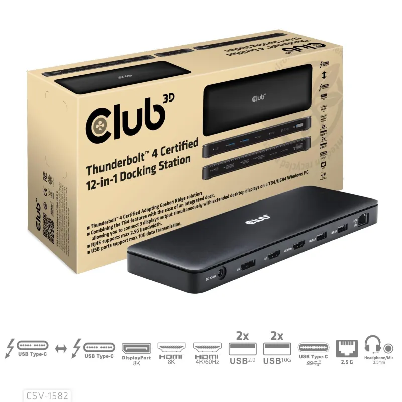 Nb acc docking station 12in1-thunderbolt csv-1582 club3d