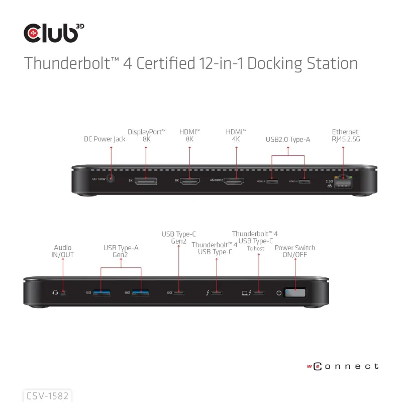 Nb acc docking station 12in1-thunderbolt csv-1582 club3d