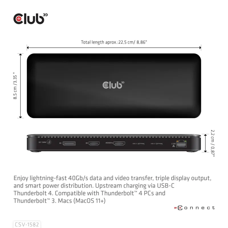 Nb acc docking station 12in1-thunderbolt csv-1582 club3d