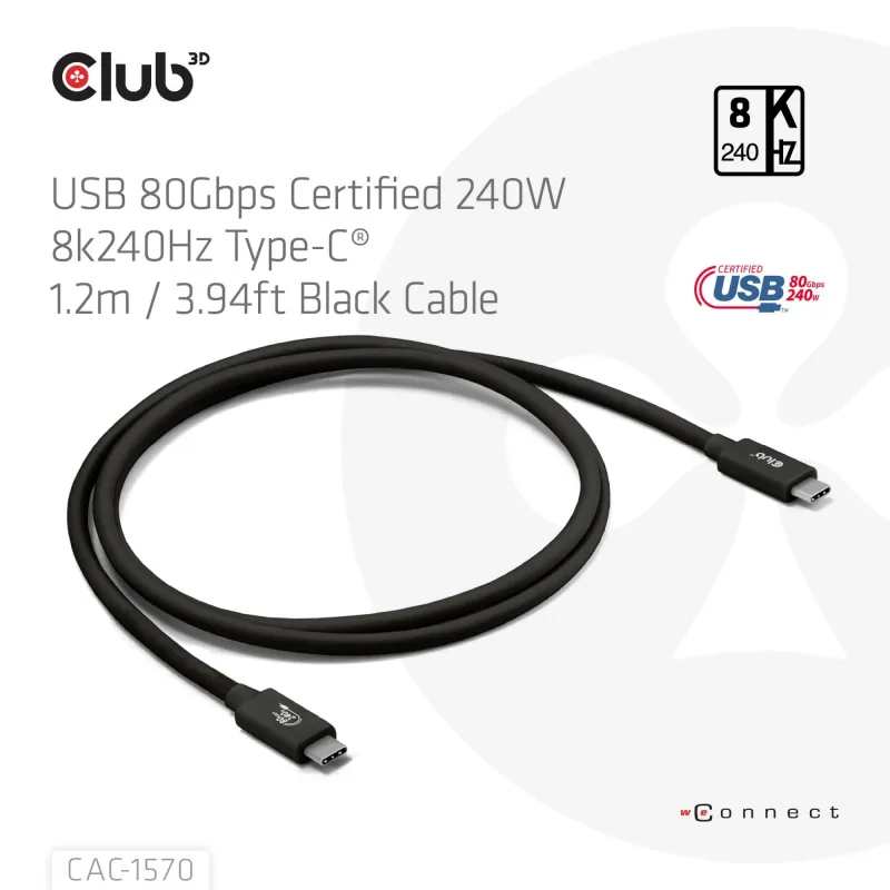 Cable usb-c to usb-c 1.2m-black cac-1570 club3d