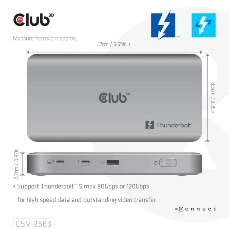 I-o hub thunderbolt 5in1-180w csv-2563 club3d