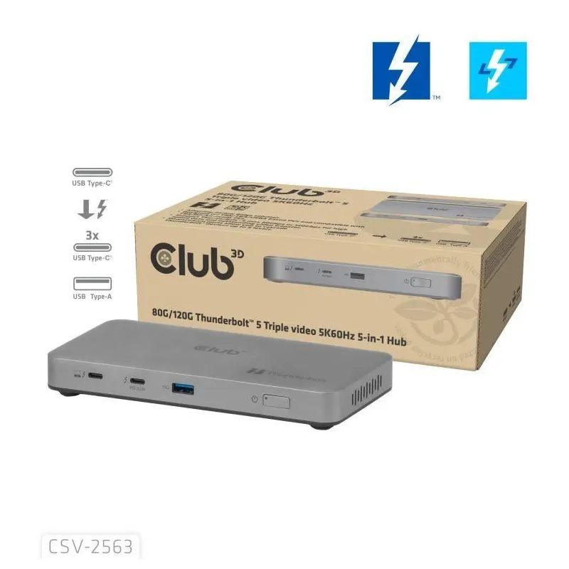 I-o hub thunderbolt 5in1-180w csv-2563 club3d