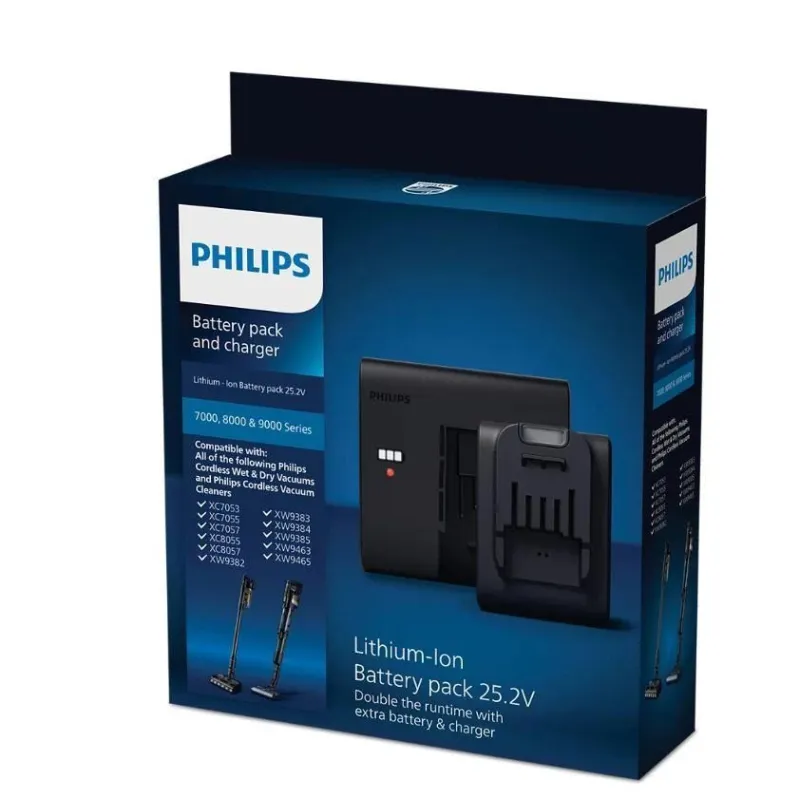 Vacuum Cleaner Accessory-PHILIPS-Battery and charger-Model XV1797-01-Black-For XC6552, XC6553, XC6557, XC7053, XC7055, XC7057,