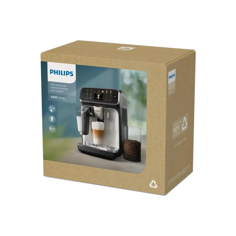Philips - Coffee machine - EP4441-50 - Pump pressure 15 bar - Built-in milk frother - Fully Automatic - 1500 W - Black