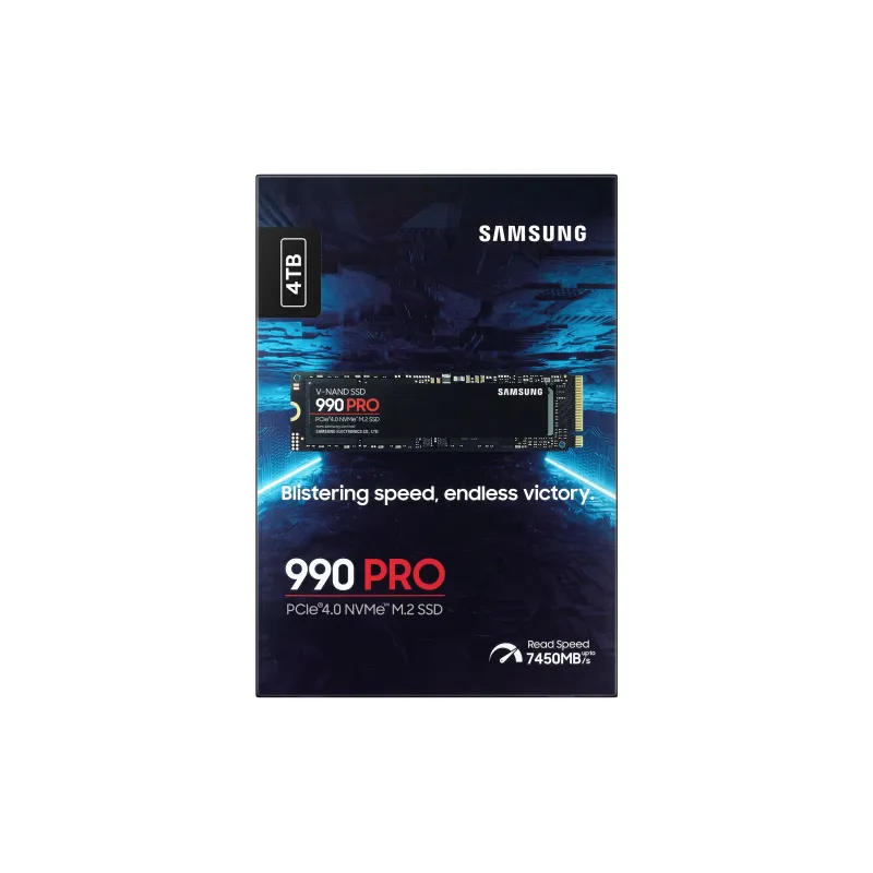 SSD-SAMSUNG-990 PRO-4TB-M.2-PCIe Gen4-NVMe-TLC-Write speed 6900 MBytes-sec-Read speed 7450 MBytes-sec-2.3mm-TBW 2400 TB-MTBF