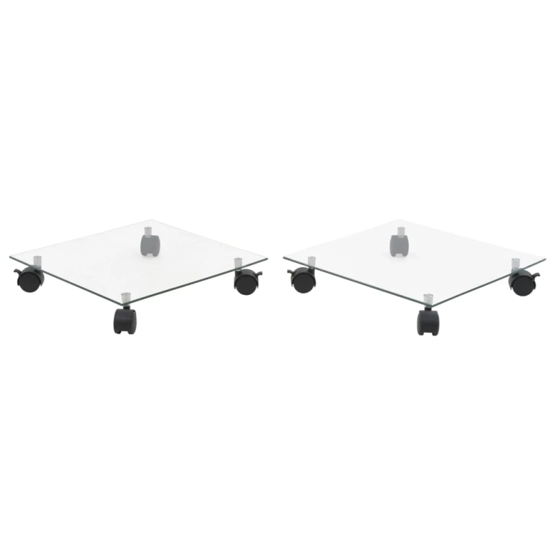 vidaXL augu paliktņi ar riteņiem, 2 gab., 35x35 cm, rūdīts stikls