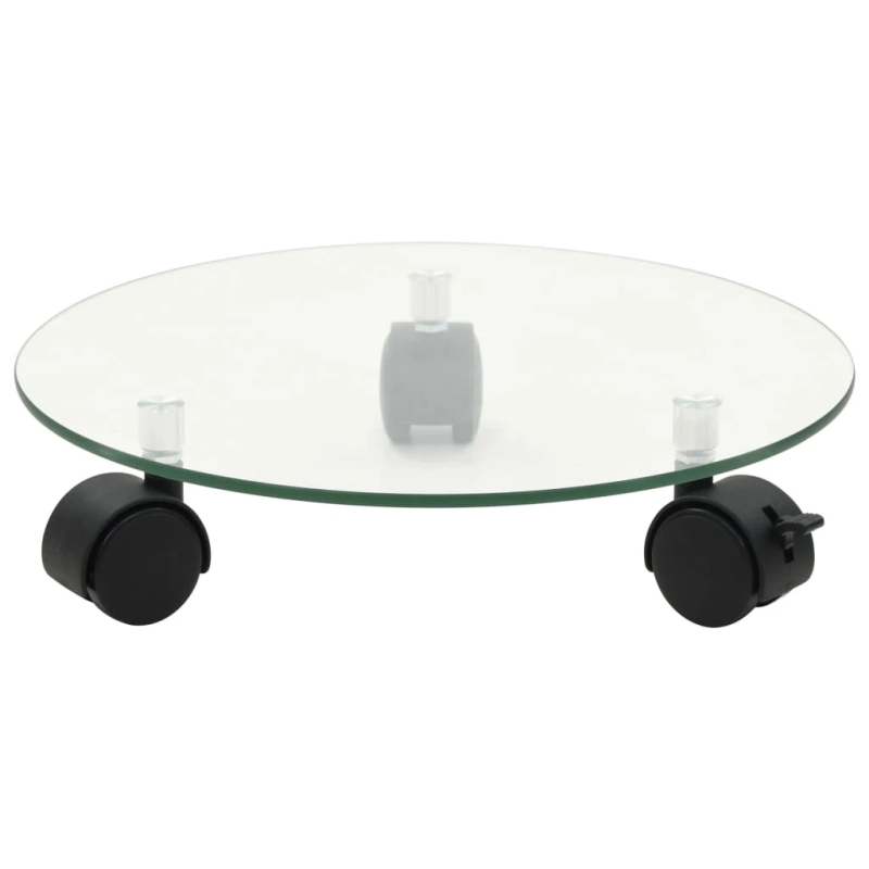 vidaXL augu paliktņi ar riteņiem, 2 gab., 28 cm, rūdīts stikls, apaļi