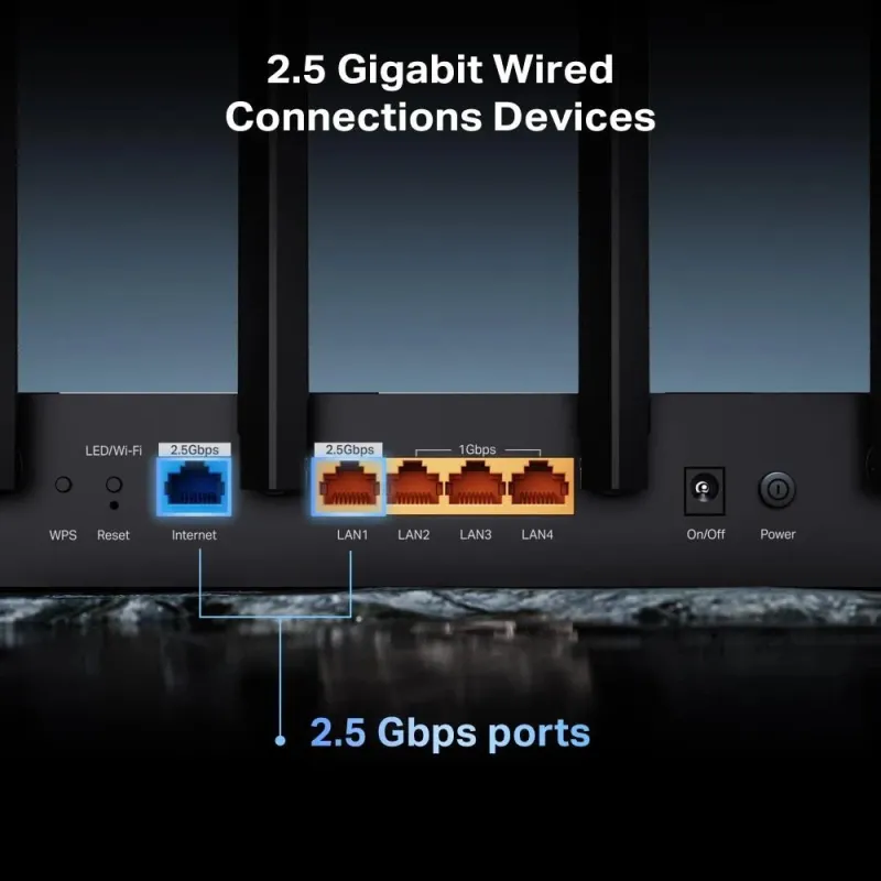 Wireless Router-TP-LINK-Archer BE400-Wi-Fi 7 ,802.11be,-Data speed 5764 Mbit-s-Ethernet WAN Yes-WAN connection type