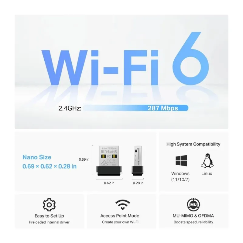 Wrl adapter 300mbps usb-archer tx1u nano tp-link