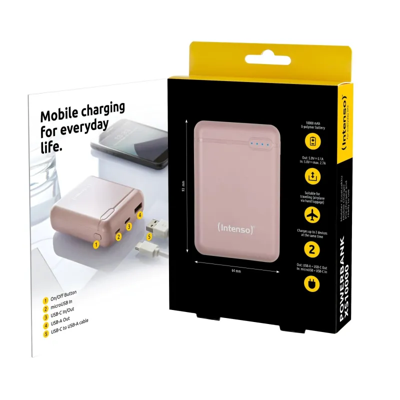 Power bank usb 10000mah-rose 7313533 intenso