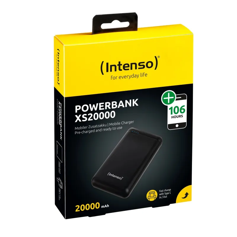 Power bank usb 20000mah-black xs20000 intenso