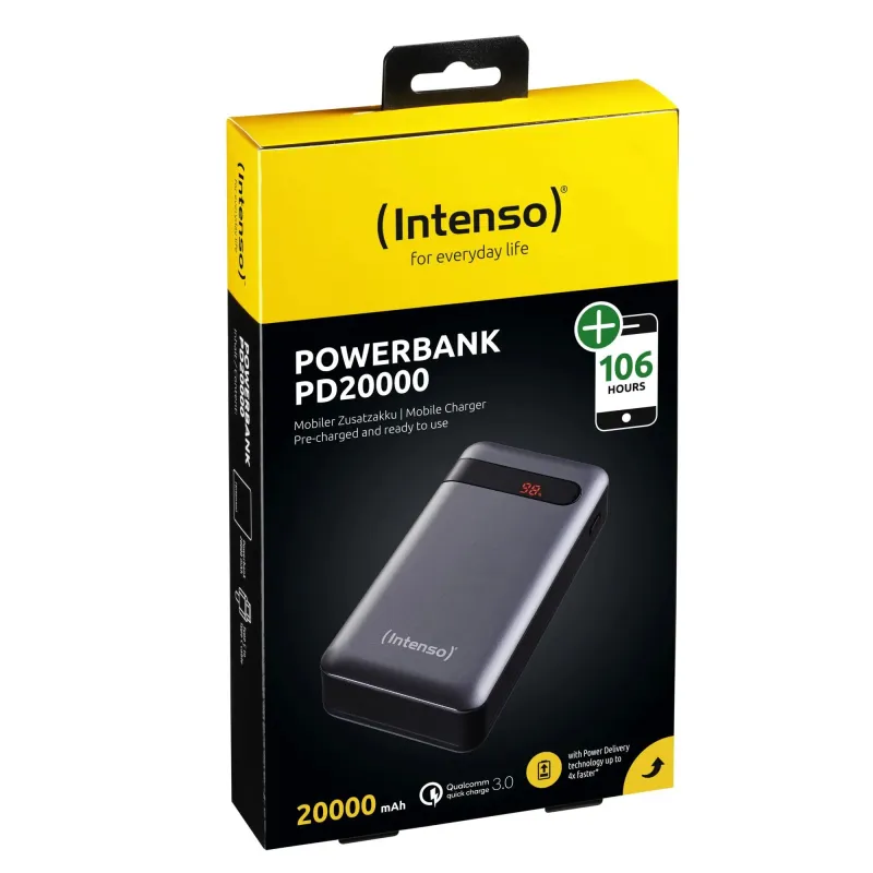 Power bank usb 20000mah qc3.0-anthracite pd20000 intenso
