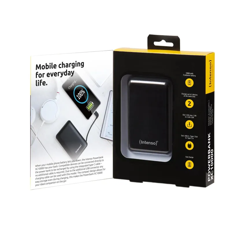 Power bank usb 10000mah-black xc10000 intenso