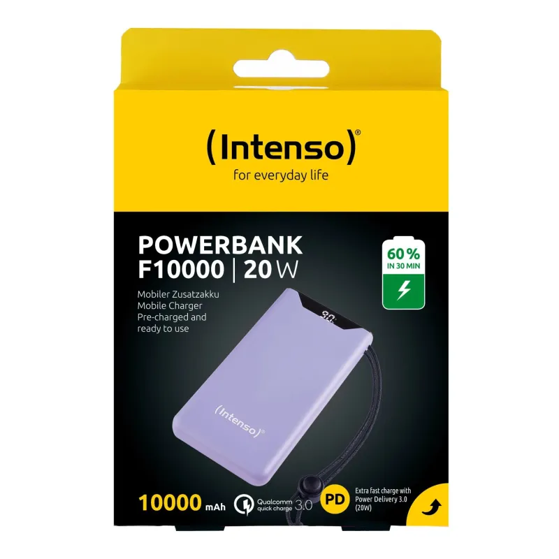 Power bank usb 10000mah qc3.0-purple f10000 7332033 intenso