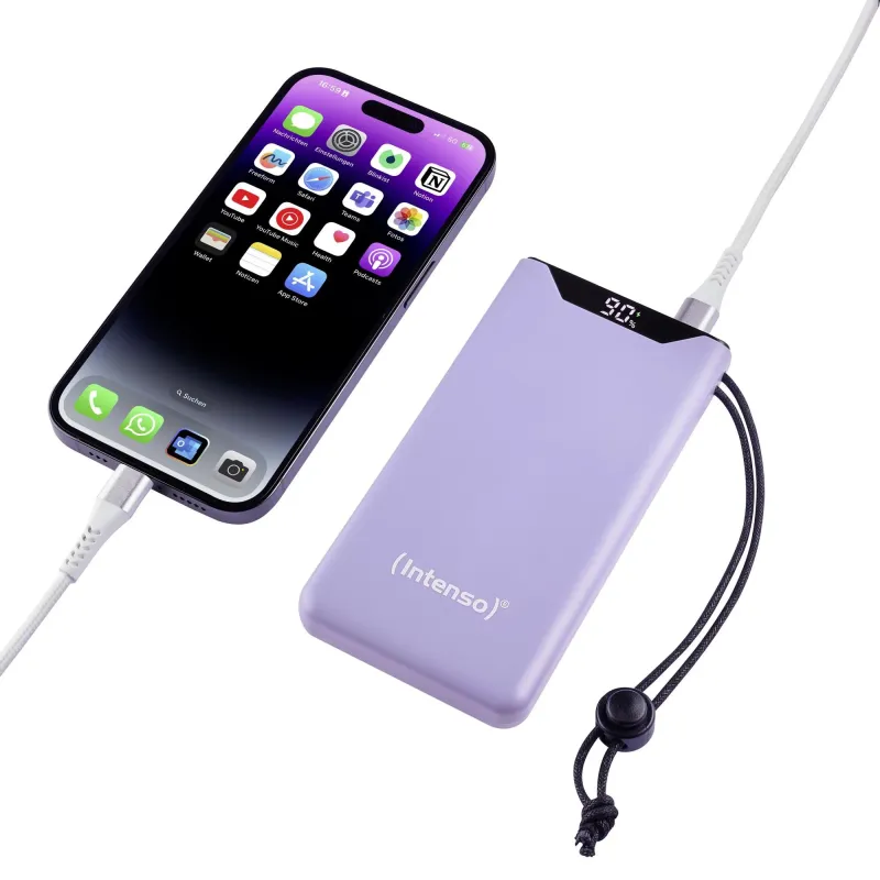 Power bank usb 10000mah qc3.0-purple f10000 7332033 intenso