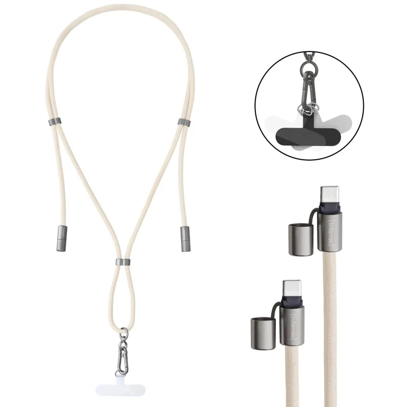Cable usb-c to usb-c 1.65m-lanyard beige 7991001 intenso