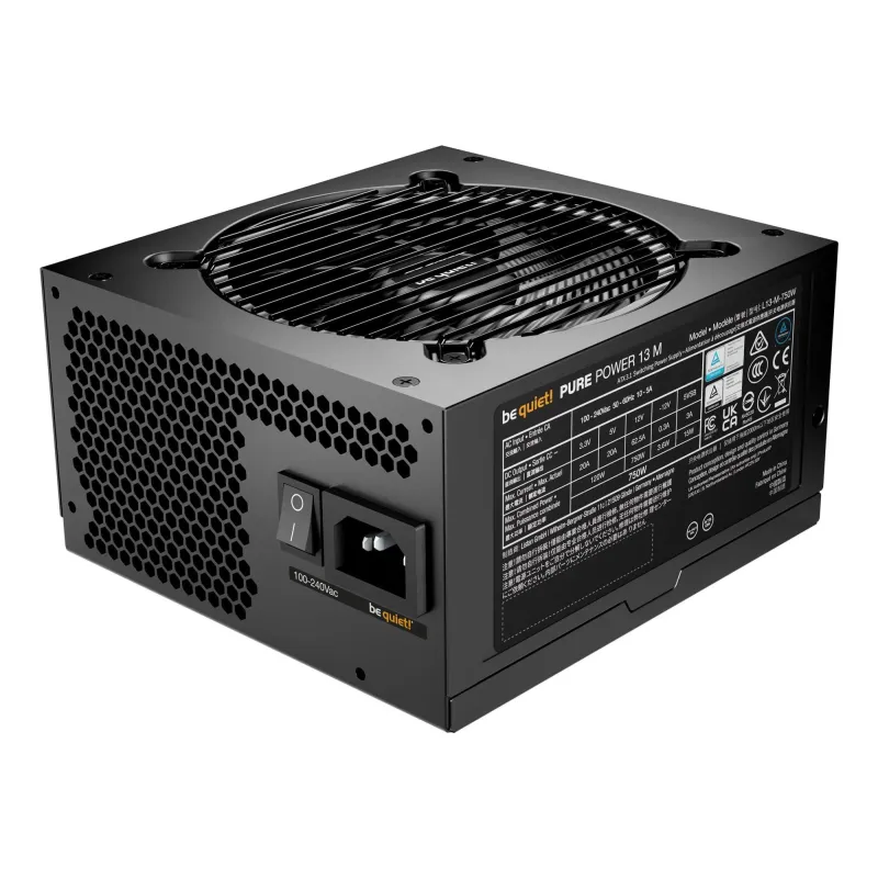 Power Supply-BE QUIET-Pure Power 12-750 Watts-Peak Power 820 Watts-Efficiency 80 PLUS GOLD-PFC Active-MTBF 100000 hours-BP026EU