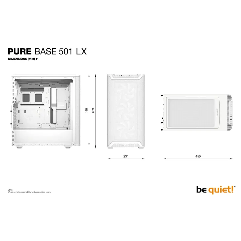 Case-BE QUIET-PURE BASE 501 LX-MidiTower-Case product features Transparent panel-Not included-ATX-MicroATX-MiniITX-Colour