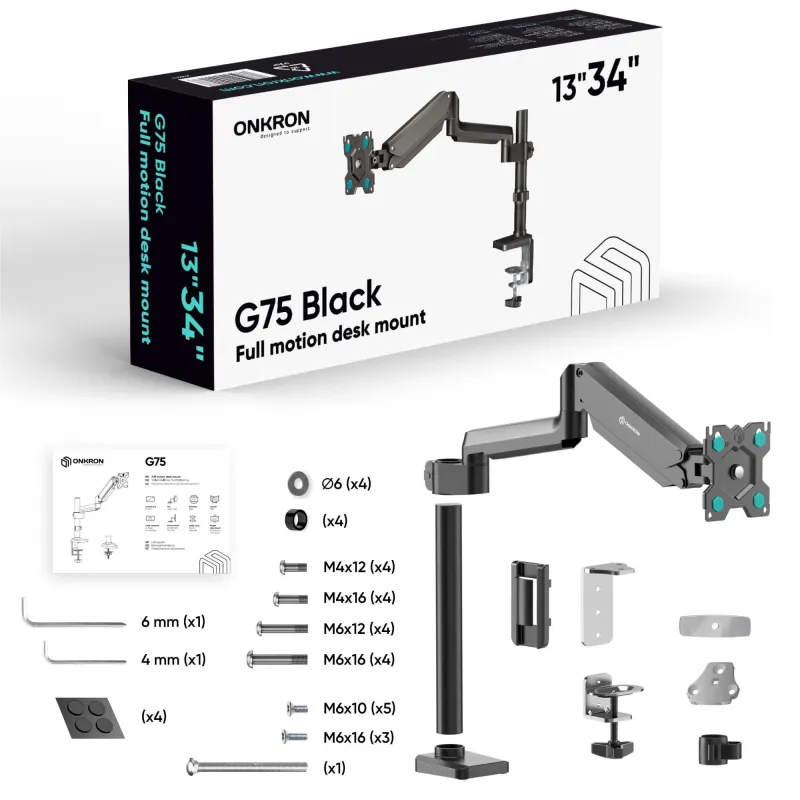 Monitor acc desk mount-13-34 black g75-b onkron