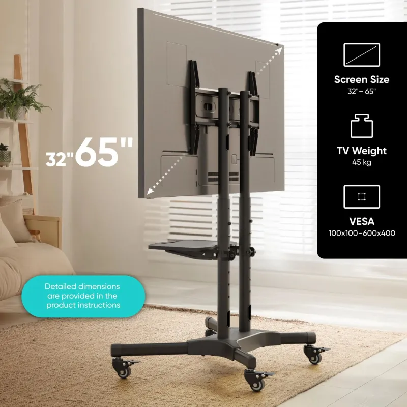 Tv set acc mobile stand-32-65-black ts1351-b onkron