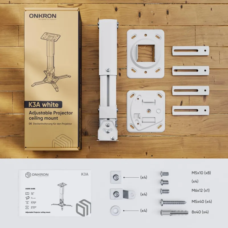 Projector acc mount-white k3a-w onkron