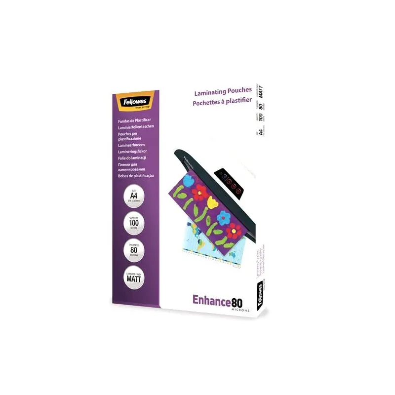 Laminator pouch matt-a4 80 100pcs 5452103 fellowes