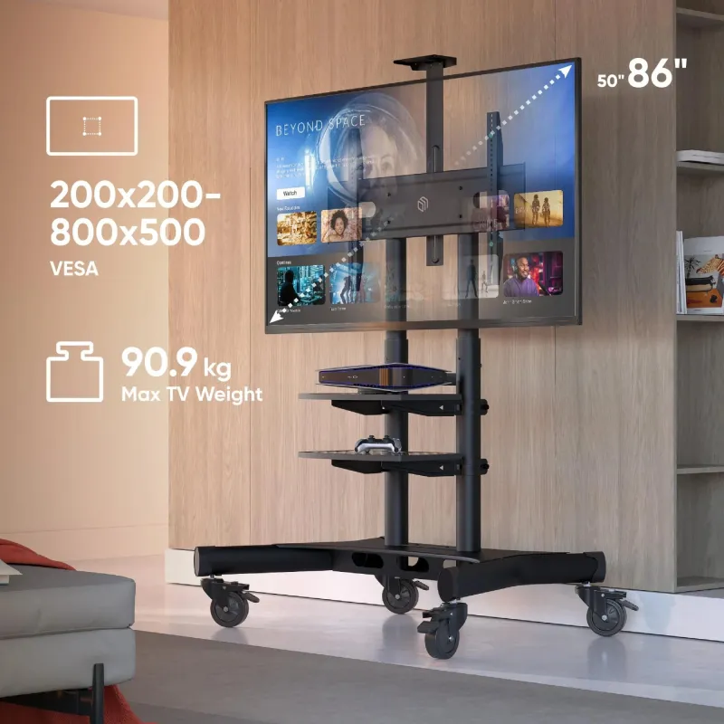 Tv set acc mobile stand-50-86-black ts1881-b onkron