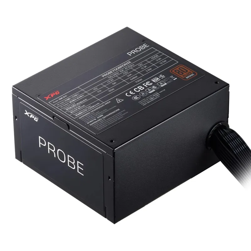 Power Supply-ADATA-PROBE BRONZE Power Supply-600 Watts-Efficiency 80 PLUS BRONZE-PFC Active-MTBF 100000 hours-PROBE600B-BKCEU