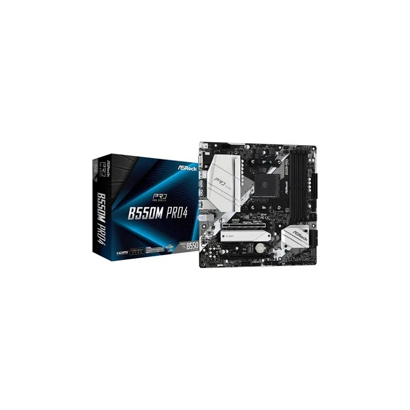 Mainboard-ASROCK-AMD B550-SAM4-MicroATX-1xPCI-Express 3.0 1x-1xPCI-Express 3.0 16x-1xM.2-1xPCI-Express 4.0 16x-Memory