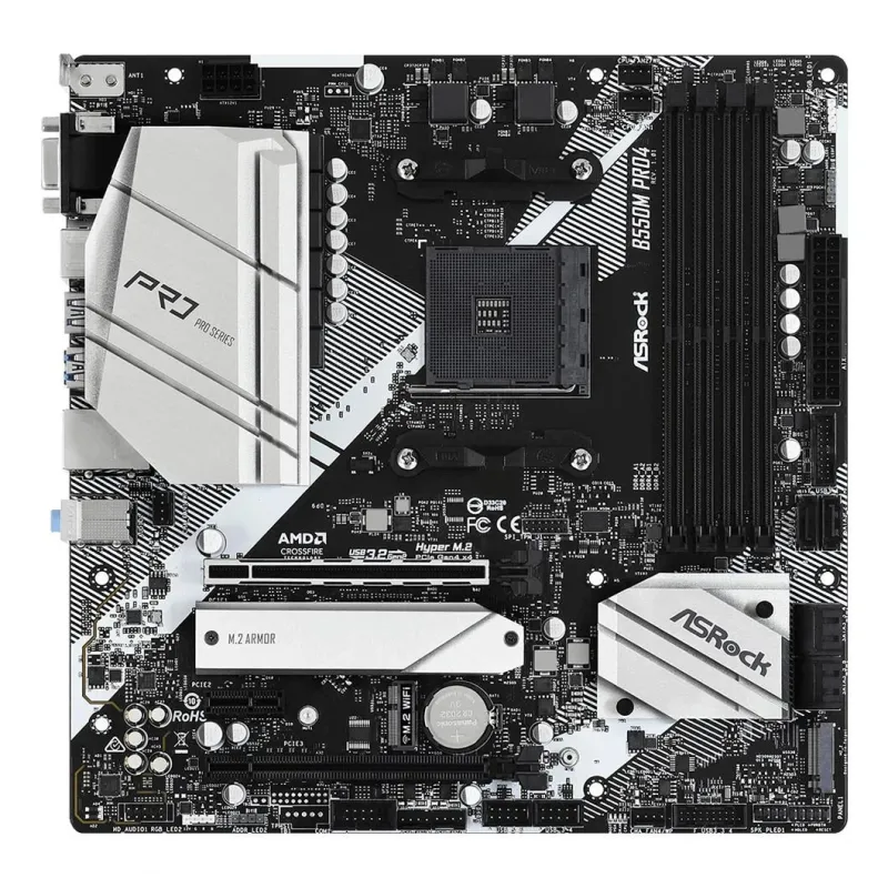 Mainboard-ASROCK-AMD B550-SAM4-MicroATX-1xPCI-Express 3.0 1x-1xPCI-Express 3.0 16x-1xM.2-1xPCI-Express 4.0 16x-Memory