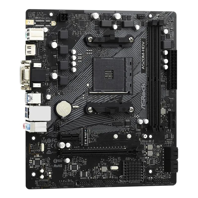 ASRock - A520M-HDV - Processor family AMD - Processor socket AM4 - DDR4 DIMM - Memory slots 2 - Supported hard disk drive