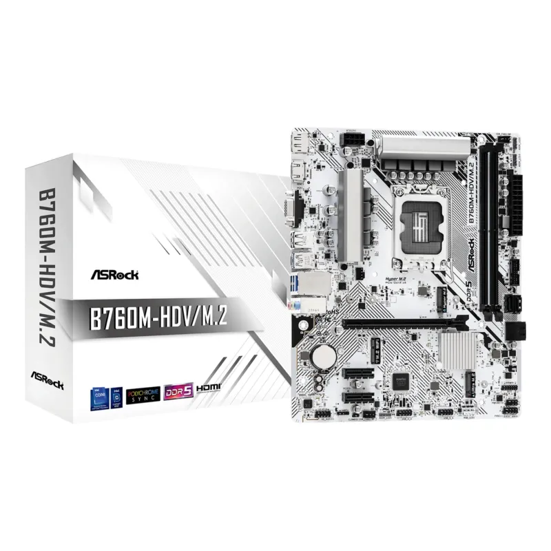 Mainboard-ASROCK-Intel B760 Express-LGA1700-Micro-ATX-Memory DDR5-Memory slots 2-2xPCI-Express 3.0 1x-1xPCI-Express 4.0