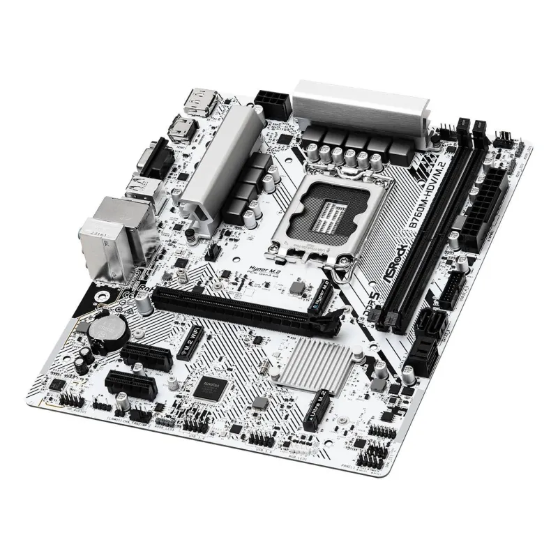 Mainboard-ASROCK-Intel B760 Express-LGA1700-Micro-ATX-Memory DDR5-Memory slots 2-2xPCI-Express 3.0 1x-1xPCI-Express 4.0