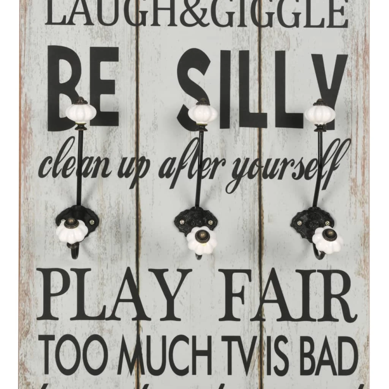 vidaXL drēbju pakaramais THANK YOU, 120x40 cm, 6 āķīši