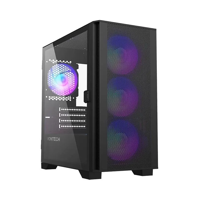 Case-MONTECH-AIR 100 ARGB-MidiTower-Case product features Transparent panel-Not included-MicroATX-MiniITX-Colour