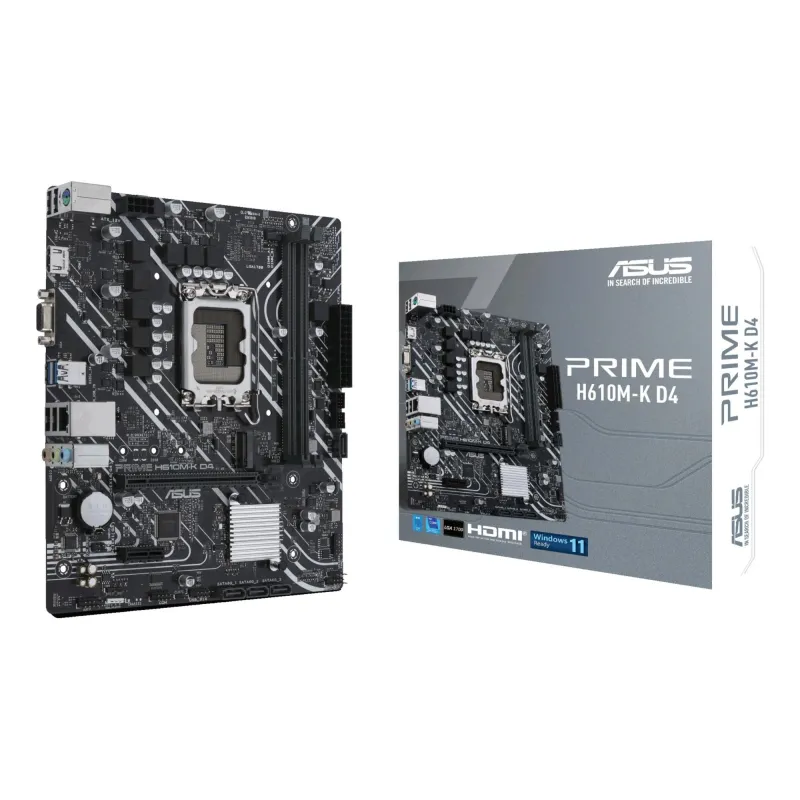 Mainboard-ASUS-Intel H610-LGA1700-MicroATX-Memory DDR4-Memory slots 2-1xPCI-Express 3.0 1x-1xPCI-Express 4.0 16x-1xM.2-1x15pin