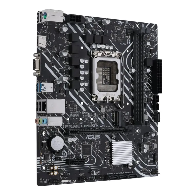 Mainboard-ASUS-Intel H610-LGA1700-MicroATX-Memory DDR4-Memory slots 2-1xPCI-Express 3.0 1x-1xPCI-Express 4.0 16x-1xM.2-1x15pin