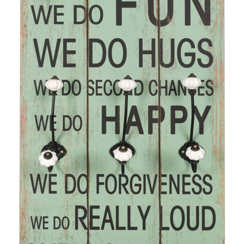 vidaXL drēbju pakaramais HAPPY LOVE, 120x40 cm, 6 āķīši