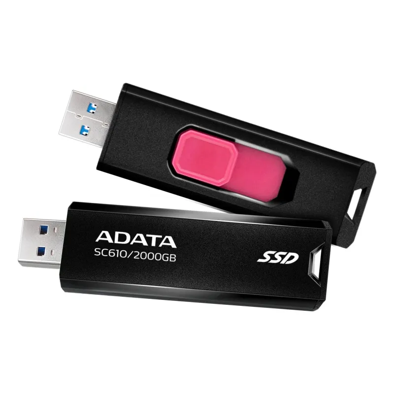 External SSD-ADATA-SC610-2TB-USB 3.2-Write speed 500 MBytes-sec-Read speed 550 MBytes-sec-SC610-2000G-CBK-RD