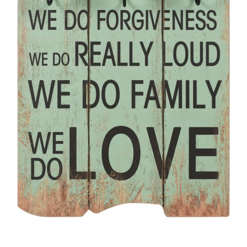 vidaXL drēbju pakaramais HAPPY LOVE, 120x40 cm, 6 āķīši