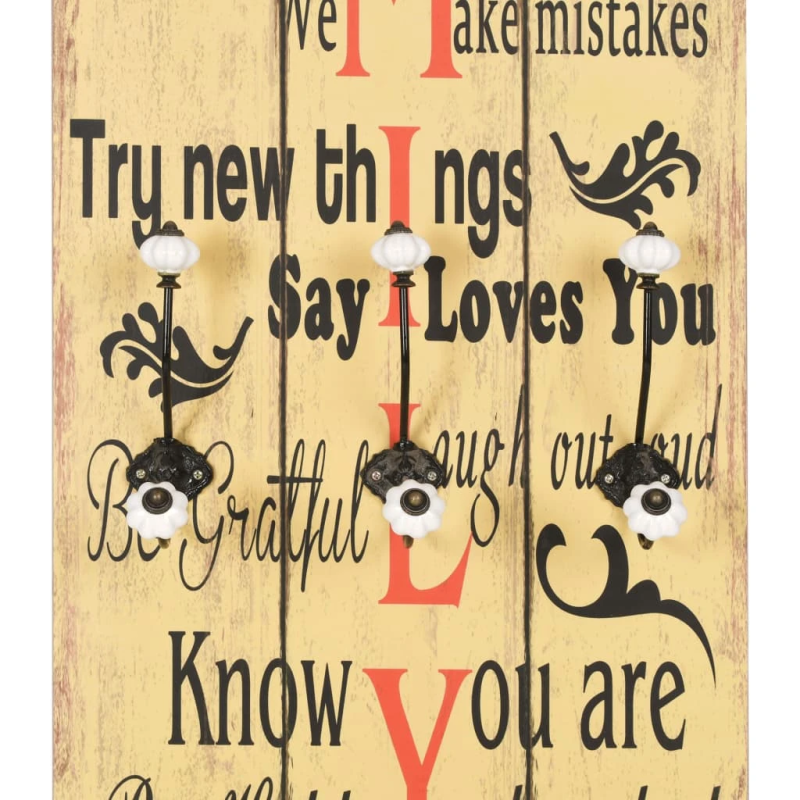 vidaXL drēbju pakaramais FAMILY, 120x40 cm, 6 āķīši