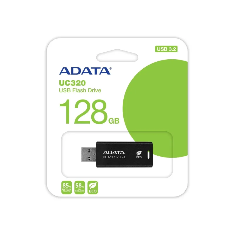 Memory drive flash usb3.2 128g-black uc320-128g-rbk-bk adata