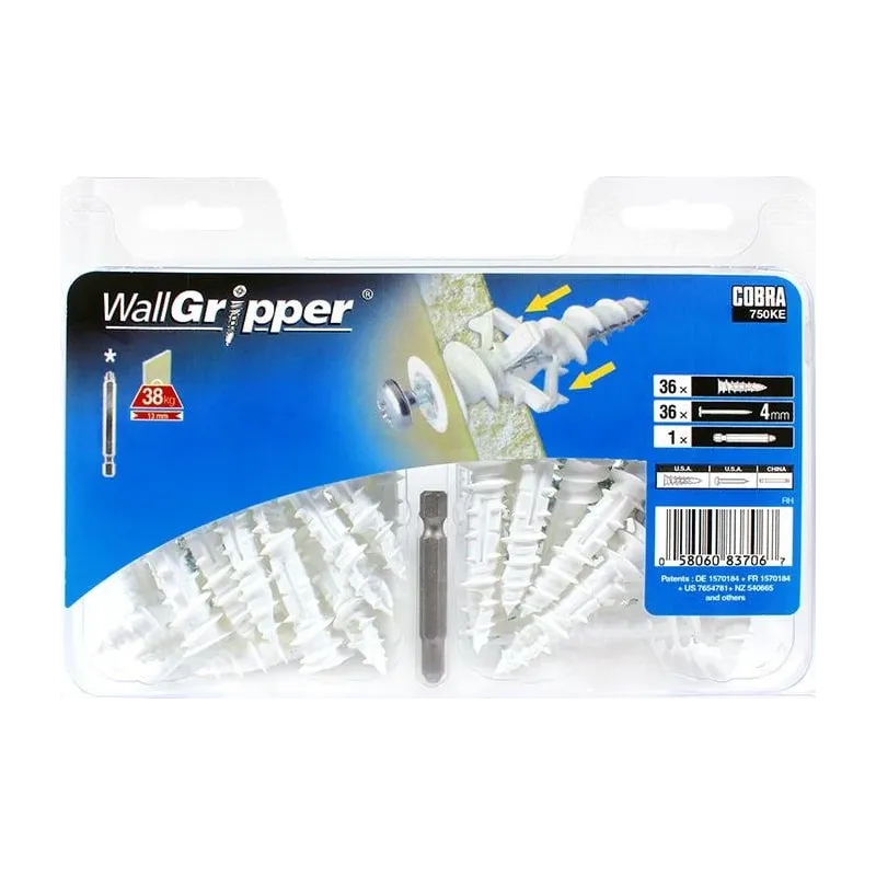 Dībelis Cobra, paredzēts gk plāksnēm, 4 mm x 54 mm, 36 gab.