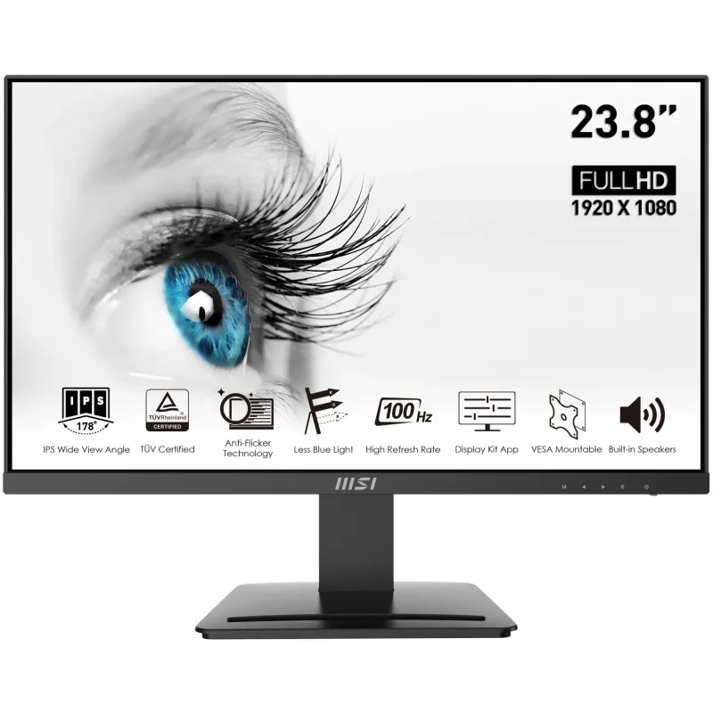 LCD Monitor-MSI-PRO MP243X-23.8-Business-Matte-Panel IPS-1920x1080-16:9-100Hz-4 ms-Speakers-PROMP243X