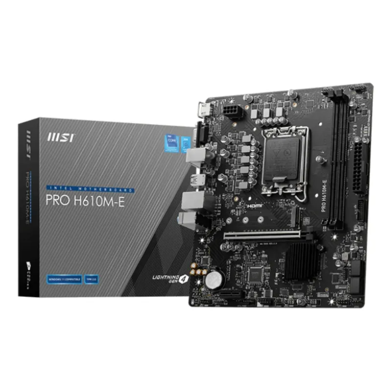 Mainboard-MSI-Intel H610-LGA1700-Micro-ATX-Memory DDR5-Memory slots 2-1xPCI-Express 1x-1xPCI-Express 16x-1xM.2-1x15pin