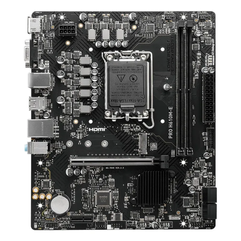 Mainboard-MSI-Intel H610-LGA1700-Micro-ATX-Memory DDR5-Memory slots 2-1xPCI-Express 1x-1xPCI-Express 16x-1xM.2-1x15pin